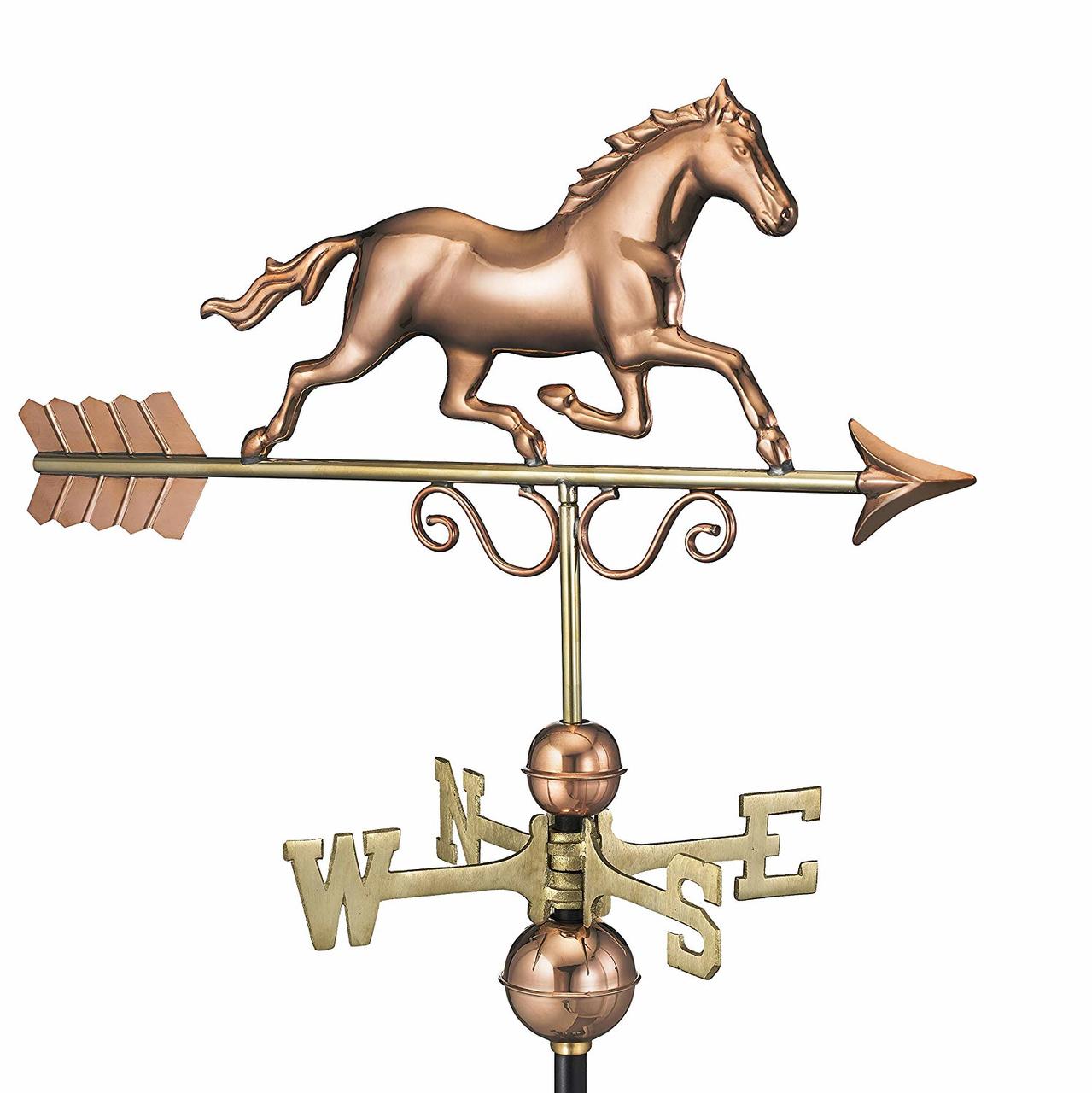Galloping Horse Weathervane, Polished Copper