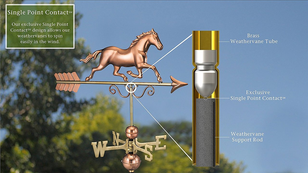 Galloping Horse Weathervane, Polished Copper