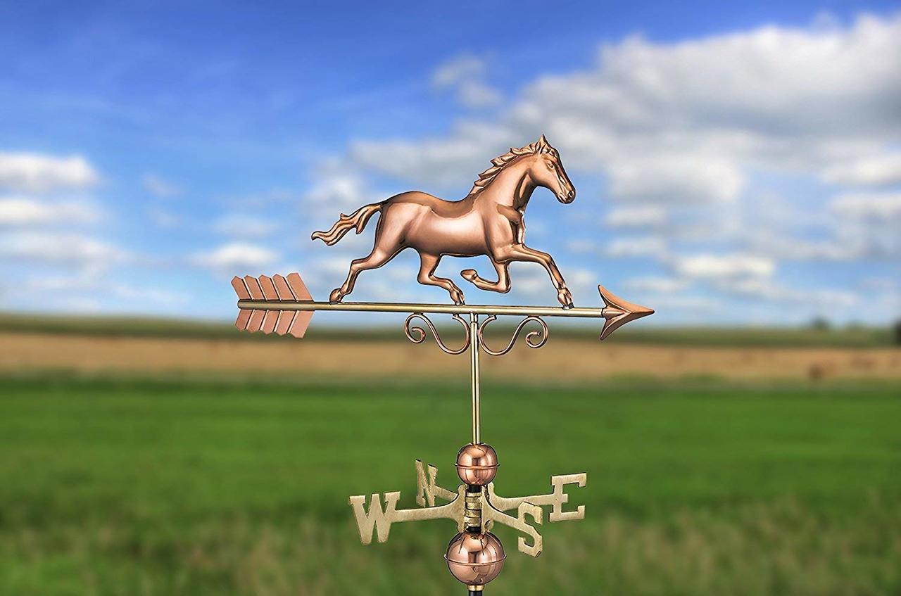 Galloping Horse Weathervane, Polished Copper