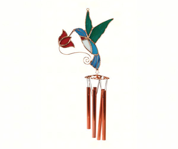 Hummingbird with Red Flower Wind Chime