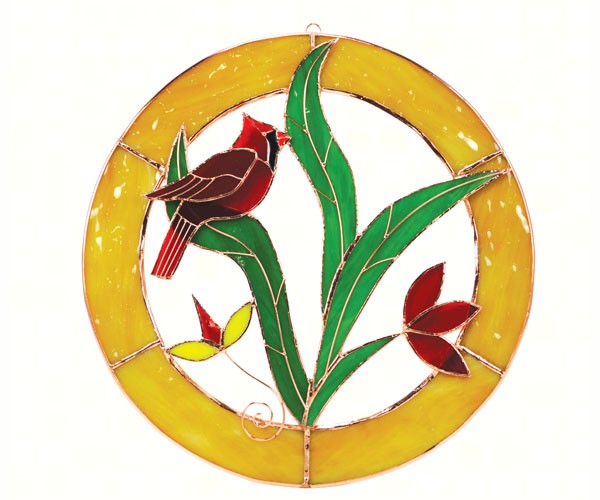 Buy Large Cardinal Circle Window Panel Online in USA, $64.95 - TreeHelp.com