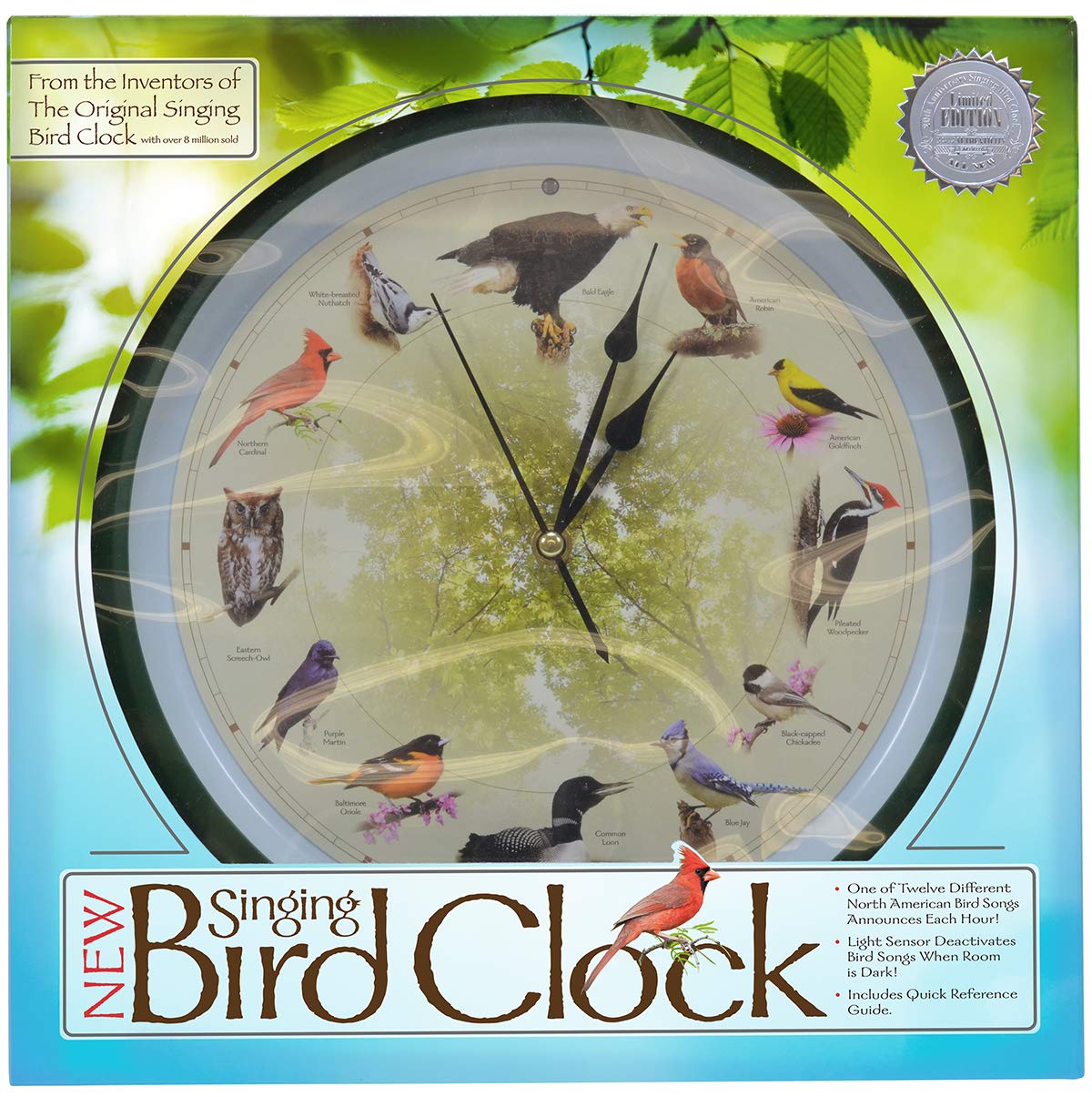 展示美品 TIME＆STYLE night bird シングル Buy Limited Edition 20th Anniversary Singing Bird Clock, 13 Inch