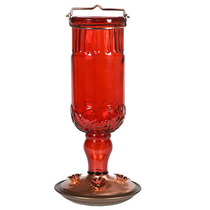 Red Antique Bottle Hummingbird Feeder