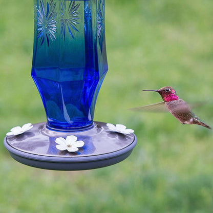 Sapphire Starburst Vintage Glass Hummingbird Feeder