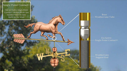 Trotting Horse Weathervane, Polished Copper