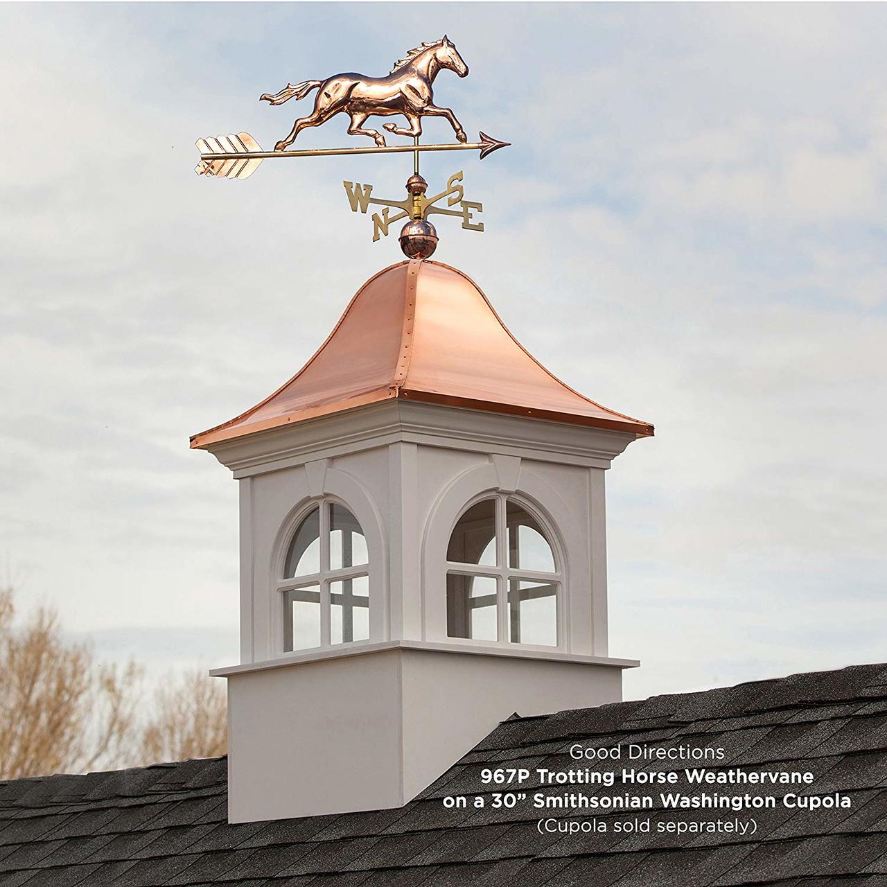 Trotting Horse Weathervane, Polished Copper
